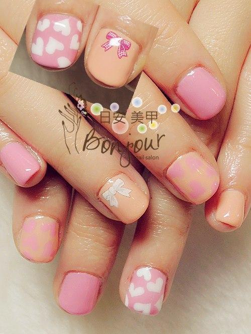 可愛粉色甜心風光療指甲 - 台北東區美甲:日安美甲 Bonjour Nail Salon