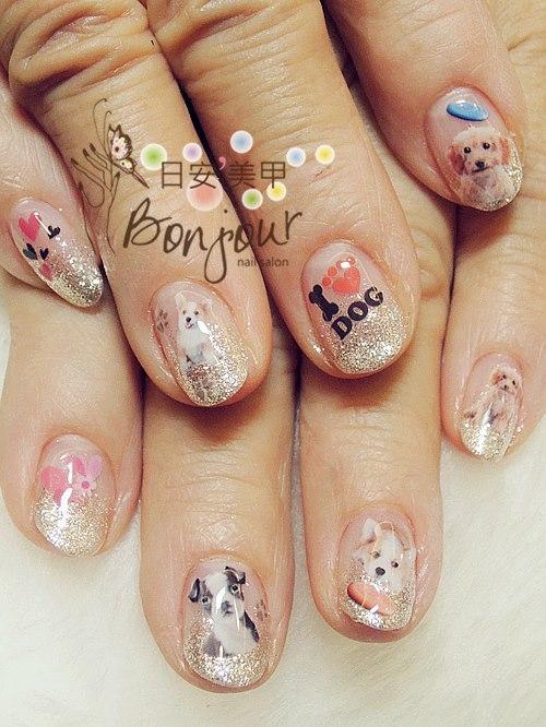 可愛狗狗光療指甲 - 台北東區美甲:日安美甲 Bonjour Nail Salon
