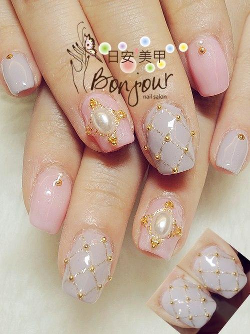 十字網紋風光療指甲 - 台北東區美甲:日安美甲 Bonjour Nail Salon