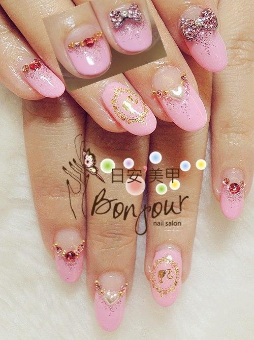粉紅公主風光療指甲 - 台北東區美甲:日安美甲 Bonjour Nail Salon
