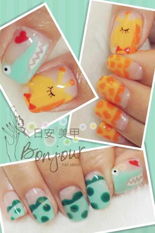 鱷魚先生與長頸鹿小姐光療指甲 - 台北東區美甲:日安美甲 Bonjour Nail Salon