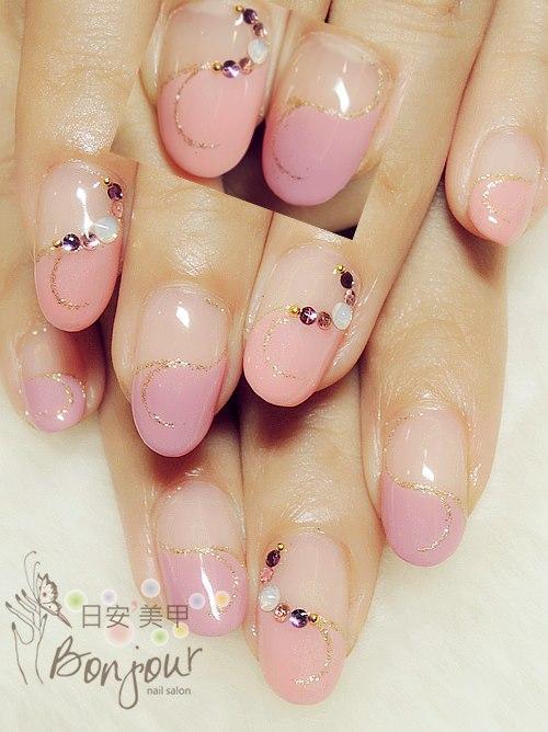 雙色S紋風格光療指甲 - 台北東區美甲:日安美甲 Bonjour Nail Salon