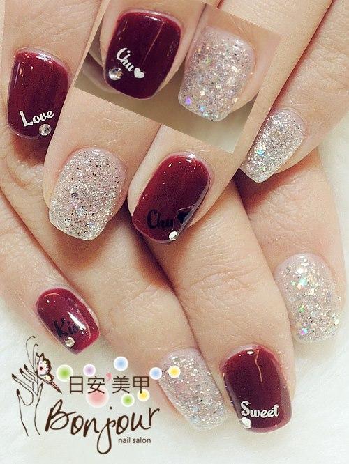 愛的雙色光療指甲 - 台北東區美甲:日安美甲 Bonjour Nail Salon