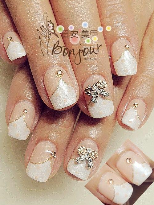 人字紋雙色光療指甲 - 台北東區美甲:日安美甲 Bonjour Nail Salon