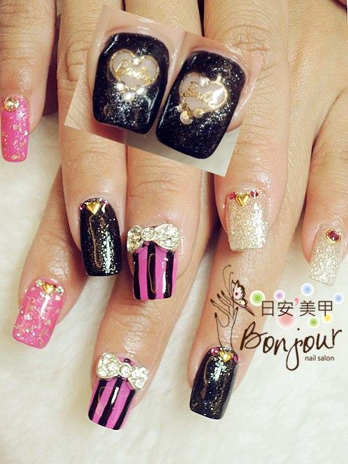 黑色芭比風光療指甲 - 台北東區美甲:日安美甲 Bonjour Nail Salon