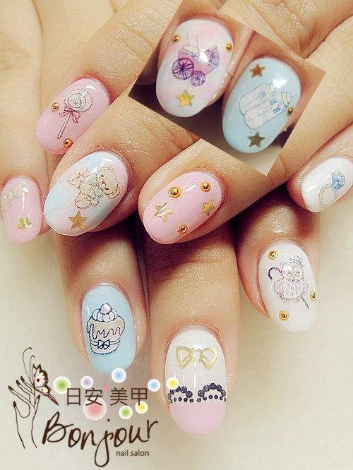口愛繪子貓光療指甲 - 台北東區美甲:日安美甲 Bonjour Nail Salon
