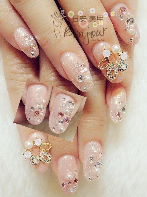 華之新娘款光療指甲 - 台北東區美甲:日安美甲 Bonjour Nail Salon