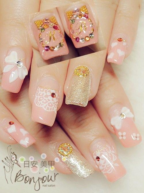 可愛蝴蝶結風光療指甲 - 台北東區美甲:日安美甲 Bonjour Nail Salon