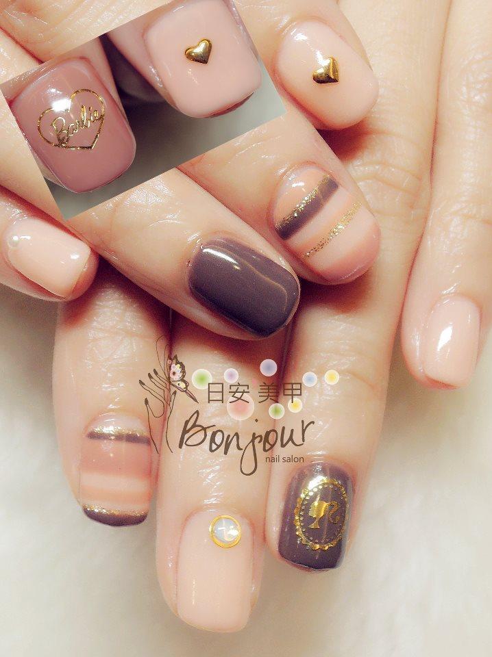 咖啡色芭比風光療指甲 - 台北東區美甲:日安美甲 Bonjour Nail Salon