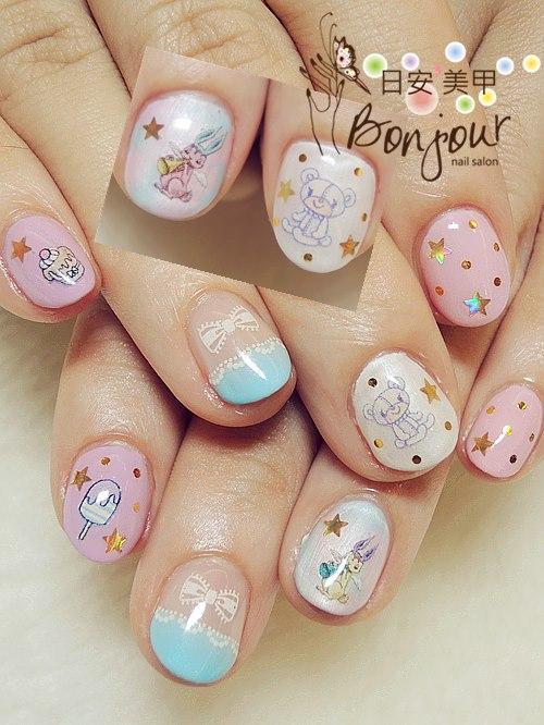 口愛繪子貓光療指甲(2) - 台北東區美甲:日安美甲 Bonjour Nail Salon