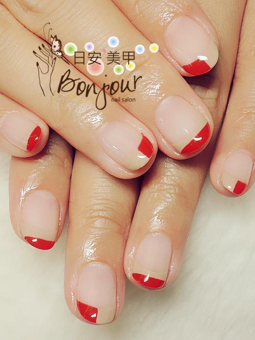 雙色法式光療指甲 - 台北東區美甲:日安美甲 Bonjour Nail Salon