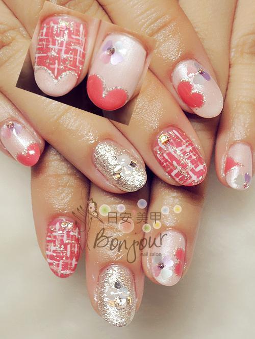 愛心毛衣款光療指甲 - 台北東區美甲:日安美甲 Bonjour Nail Salon