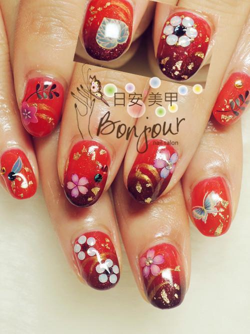 花卉新年風光療指甲 - 台北東區美甲:日安美甲 Bonjour Nail Salon