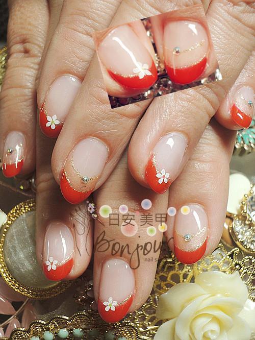 雙色法式光療指甲 - 台北東區美甲:日安美甲 Bonjour Nail Salon