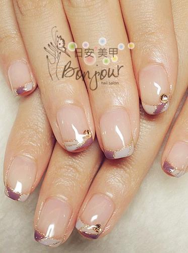 三色法式光療指甲 - 台北東區美甲:日安美甲 Bonjour Nail Salon