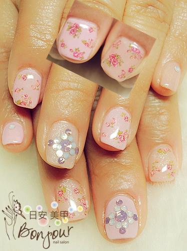 玫瑰花風光療指甲 - 台北東區美甲:日安美甲 Bonjour Nail Salon