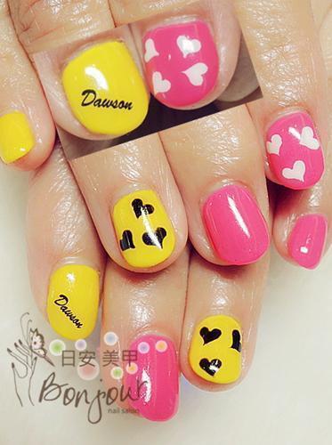 雙色甜心風格光療指甲 - 台北東區美甲:日安美甲 Bonjour Nail Salon