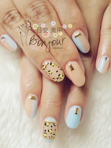 雙色豹紋風光療指甲 - 台北東區美甲:日安美甲 Bonjour Nail Salon