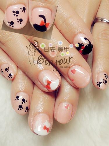 可愛喵喵款光療指甲 - 台北東區美甲:日安美甲 Bonjour Nail Salon