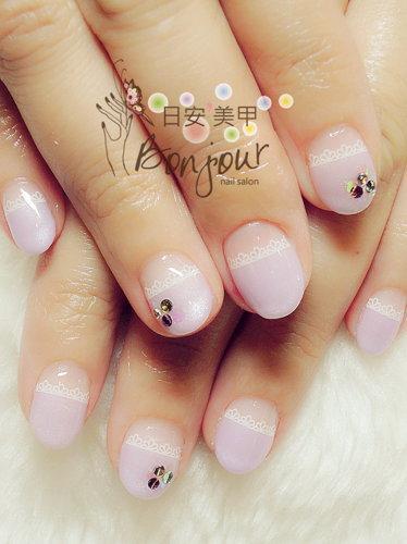 台北東區美甲 日安美甲:紫色平法蕾絲光療指甲 Bonjour Nail Salon