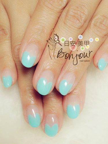 台北東區美甲 日安美甲:蒂芬妮藍愛心款光療指甲 Bonjour Nail Salon