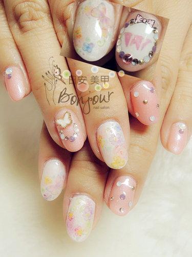 台北東區美甲 日安美甲:水染風光療指甲 Bonjour Nail Salon