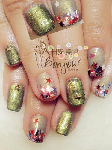 台北東區美甲 日安美甲:滿天星光療指甲 Bonjour Nail Salon