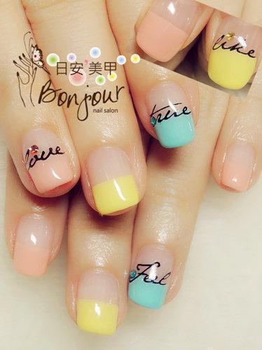 台北東區美甲 日安美甲:三色平法款光療指甲 Bonjour Nail Salon