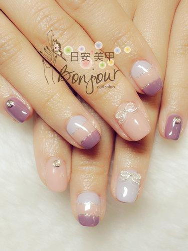 台北東區美甲 日安美甲:紫藕3色光療指甲 Bonjour Nail Salon
