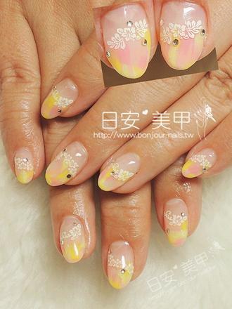 台北東區美甲 日安美甲:熱帶扶桑花光療指甲 Bonjour Nail Salon