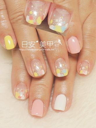 台北東區美甲 日安美甲:幾何彩色泡泡光療指甲 Bonjour Nail Salon