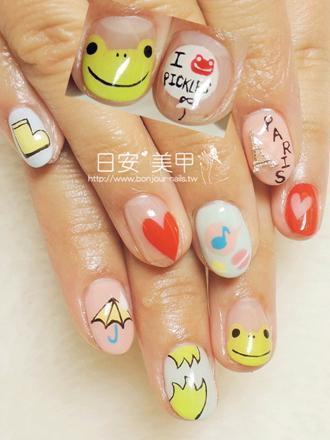 台北東區美甲 日安美甲:手繪蛙蛙風光療指甲 Bonjour Nail Salon