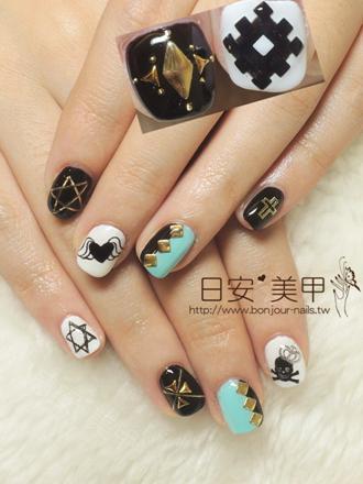 台北東區美甲 日安美甲:多幾何混搭風光療指甲 Bonjour Nail Salon