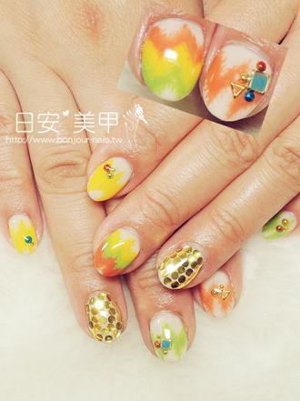 台北東區美甲 日安美甲:3色W紋光療指甲 Bonjour Nail Salon