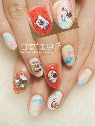 台北東區美甲 日安美甲:卡通之白雪公主光療指甲 Bonjour Nail Salon