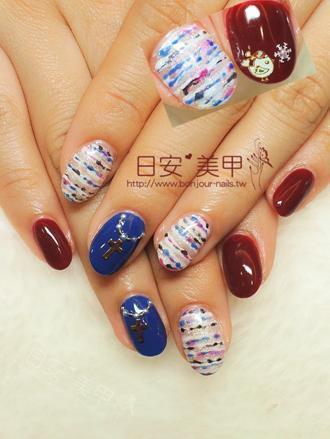 台北東區美甲 日安美甲:冬季毛呢紋光療指甲 Bonjour Nail Salon