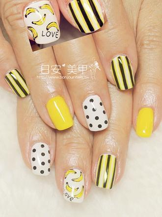 台北東區美甲 日安美甲:手繪可愛香蕉光療指甲 Bonjour Nail Salon