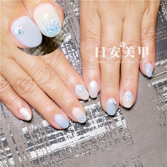 東區美甲.日安美甲-夏日的涼意花卉光療指甲