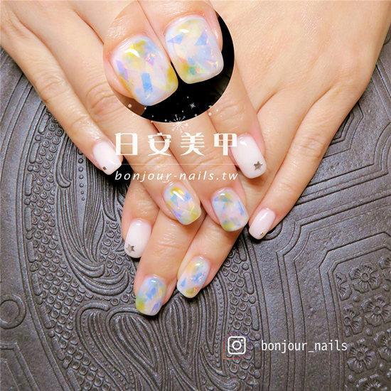 東區美甲.日安美甲【冬日的珍珠&手繪花卉 】