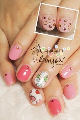 手繪風.你是我的小蘋果光療指甲 - 台北東區指甲彩繪:日安美甲 Bonjour Nail Salon