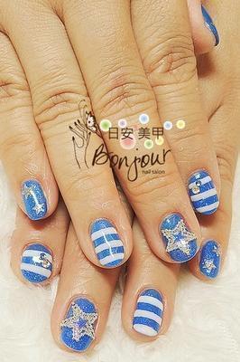 蔚藍系夏日風光療指甲 - 台北東區指甲彩繪:日安美甲 Bonjour Nail Salon