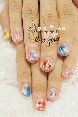 夏日五色花風情光療指甲 - 台北東區美甲:日安美甲 Bonjour Nail Salon