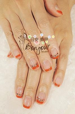 紅色法式光療指甲 - 台北東區美甲指甲彩繪:日安美甲 Bonjour Nail Salon