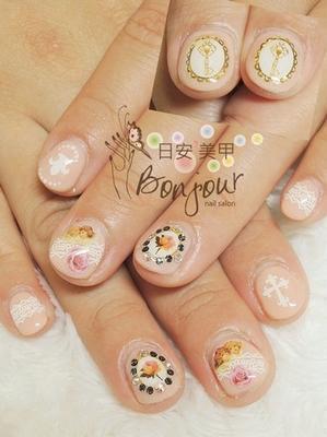 復古往日風情光療指甲 - 台北東區美甲指甲彩繪:日安美甲 Bonjour Nail Salon