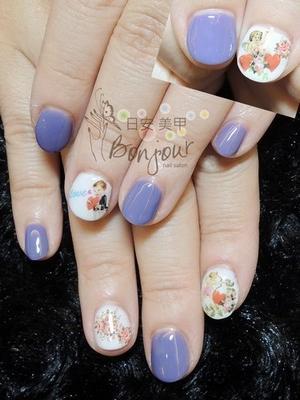 復古小天使光療指甲 - 台北東區美甲指甲彩繪:日安美甲 Bonjour Nail Salon