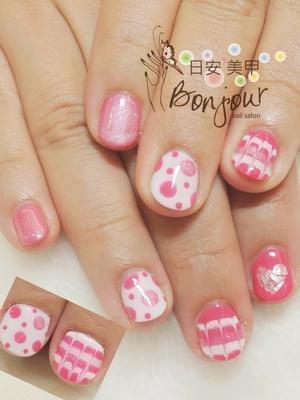 幾何甜甜愛心風光療指甲 - 台北東區美甲:日安美甲 Bonjour Nail Salon