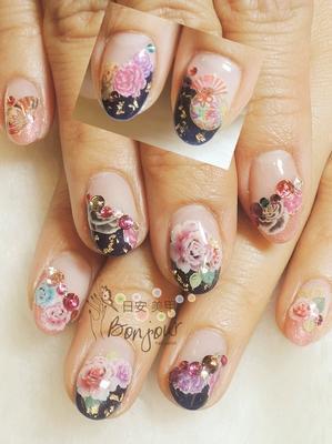 日式和風造型光療指甲 - 台北東區美甲:日安美甲 Bonjour Nail Salon