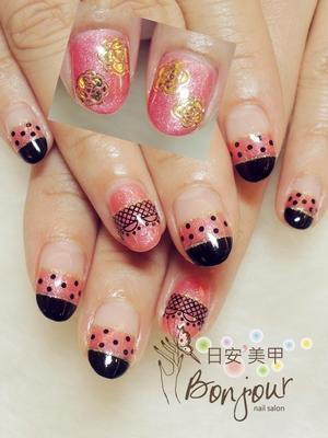 雙色草莓風光療指甲 - 台北東區美甲指甲彩繪:日安美甲 Bonjour Nail Salon