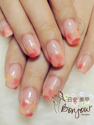 雙色暈染光療指甲 - 台北東區美甲指甲彩繪:日安美甲 Bonjour Nail Salon