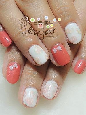 粉紅變形虫風格 - 台北東區美甲指甲彩繪:日安美甲 Bonjour Nail Salon